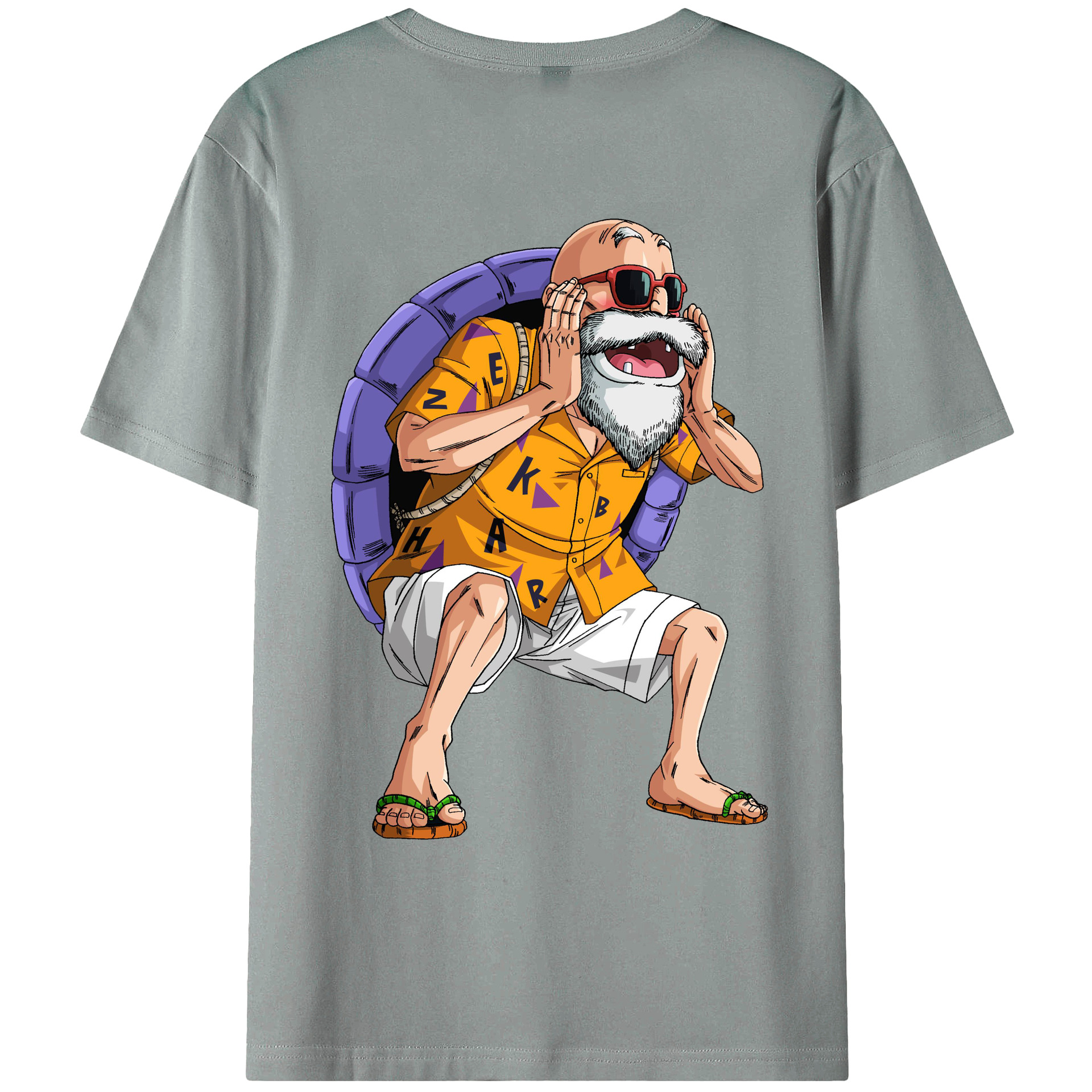 （画像用） ドラゴンボール 亀仙人（かめせんにん） DRAGON BALL Master Roshi Kame Sennin 綿100％ メンズ半袖Tシャツ（バックプリント） 通気性